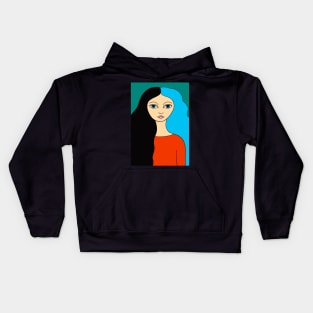 Black Blue haired girl Kids Hoodie